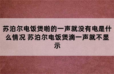 苏泊尔电饭煲啪的一声就没有电是什么情况 苏泊尔电饭煲滴一声就不显示